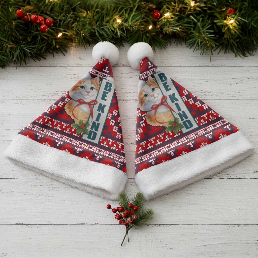Cat Be Kind Christmas Santa Hat Xmas Holiday Patterns - Wonder Print Shop