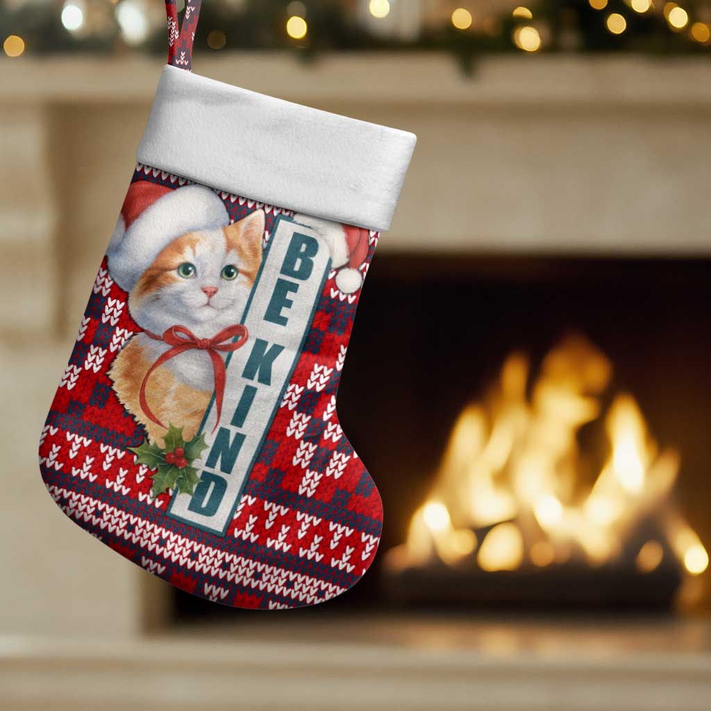 Cat Be Kind Christmas Stocking Xmas Holiday Patterns - Wonder Print Shop