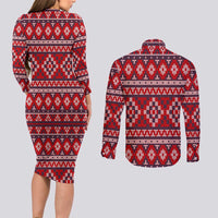 Cat Be Kind Christmas Couples Matching Long Sleeve Bodycon Dress and Long Sleeve Button Shirt Xmas Holiday Patterns - Wonder Print Shop