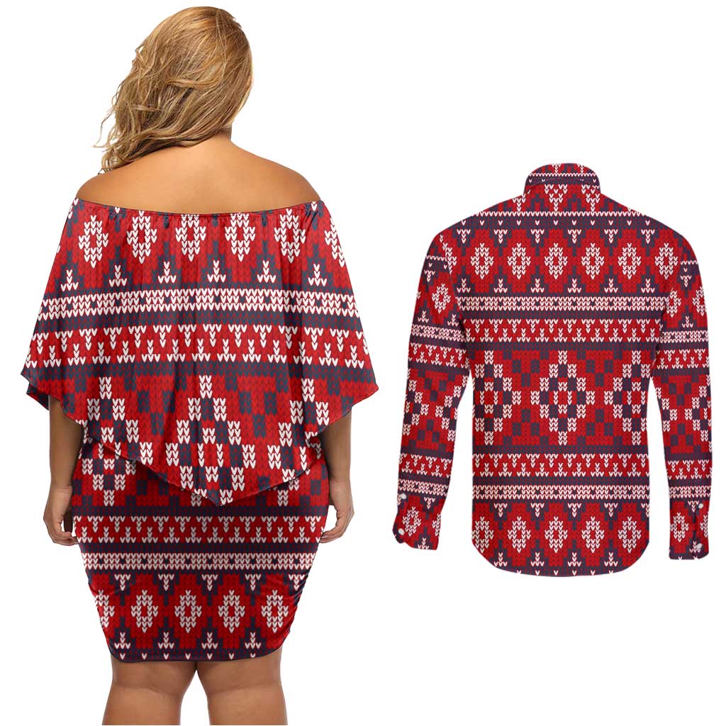 Cat Be Kind Christmas Couples Matching Off Shoulder Short Dress and Long Sleeve Button Shirt Xmas Holiday Patterns - Wonder Print Shop
