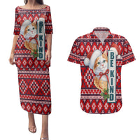 Cat Be Kind Christmas Couples Matching Puletasi and Hawaiian Shirt Xmas Holiday Patterns - Wonder Print Shop