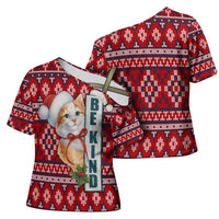 Cat Be Kind Christmas Cross Shoulder Shirt Xmas Holiday Patterns - Wonder Print Shop