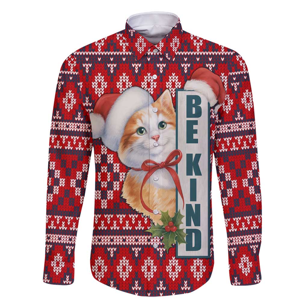 Cat Be Kind Christmas Family Matching Long Sleeve Bodycon Dress and Hawaiian Shirt Xmas Holiday Patterns - Wonder Print Shop