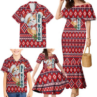 Cat Be Kind Christmas Family Matching Mermaid Dress and Hawaiian Shirt Xmas Holiday Patterns - Wonder Print Shop