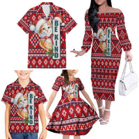 Cat Be Kind Christmas Family Matching Off The Shoulder Long Sleeve Dress and Hawaiian Shirt Xmas Holiday Patterns - Wonder Print Shop