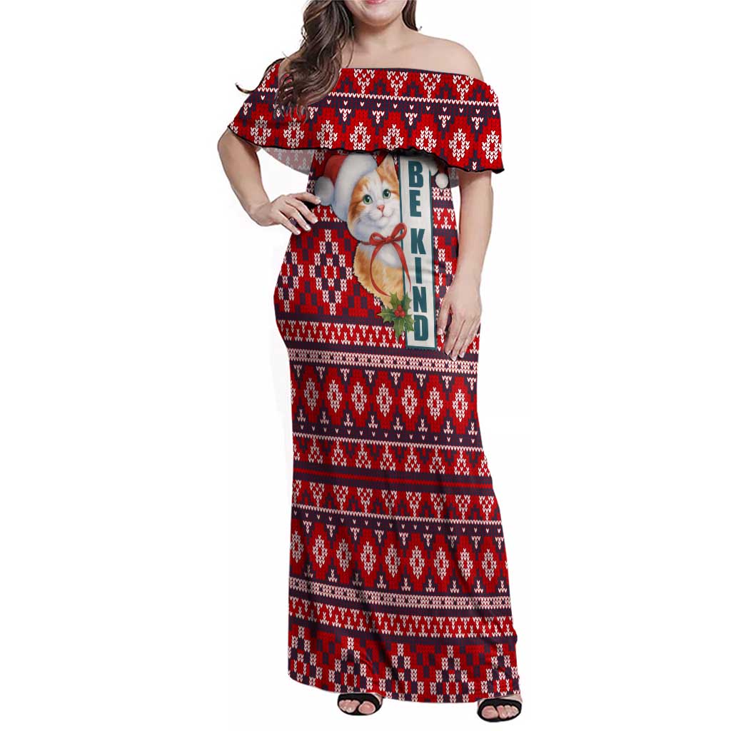 Cat Be Kind Christmas Family Matching Off Shoulder Maxi Dress and Hawaiian Shirt Xmas Holiday Patterns - Wonder Print Shop