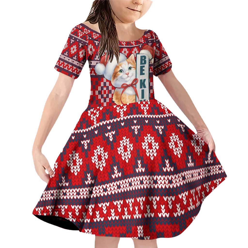 Cat Be Kind Christmas Family Matching Off Shoulder Short Dress and Hawaiian Shirt Xmas Holiday Patterns - Wonder Print Shop