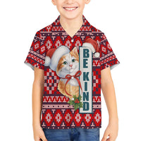 Cat Be Kind Christmas Family Matching Off Shoulder Short Dress and Hawaiian Shirt Xmas Holiday Patterns - Wonder Print Shop