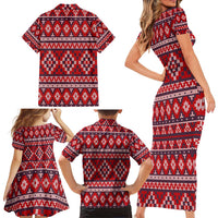 Cat Be Kind Christmas Family Matching Short Sleeve Bodycon Dress and Hawaiian Shirt Xmas Holiday Patterns - Wonder Print Shop