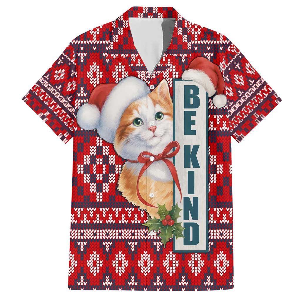 Cat Be Kind Christmas Family Matching Short Sleeve Bodycon Dress and Hawaiian Shirt Xmas Holiday Patterns - Wonder Print Shop