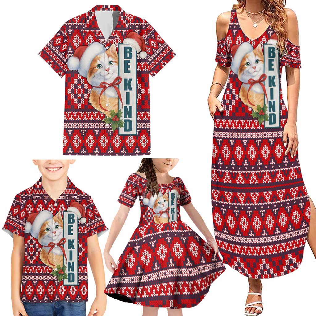 Cat Be Kind Christmas Family Matching Summer Maxi Dress and Hawaiian Shirt Xmas Holiday Patterns - Wonder Print Shop