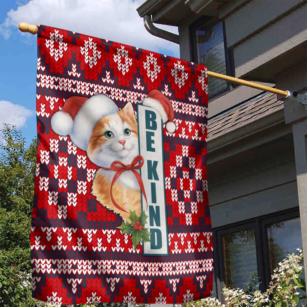 Cat Be Kind Christmas Garden Flag Xmas Holiday Patterns - Wonder Print Shop