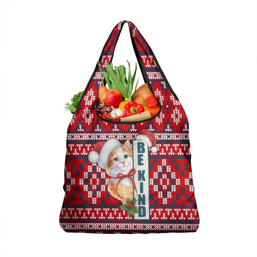 Cat Be Kind Christmas Grocery Bag Xmas Holiday Patterns - Wonder Print Shop