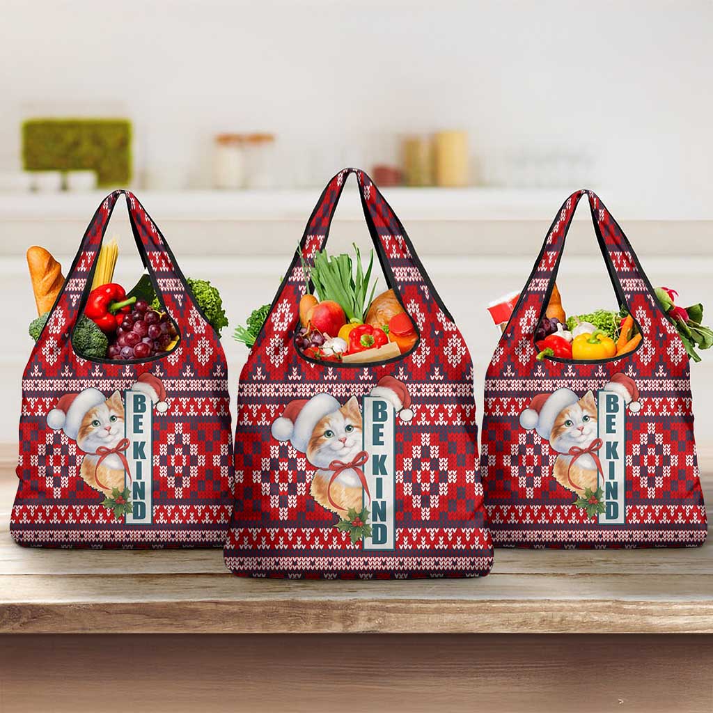 Cat Be Kind Christmas Grocery Bag Xmas Holiday Patterns - Wonder Print Shop