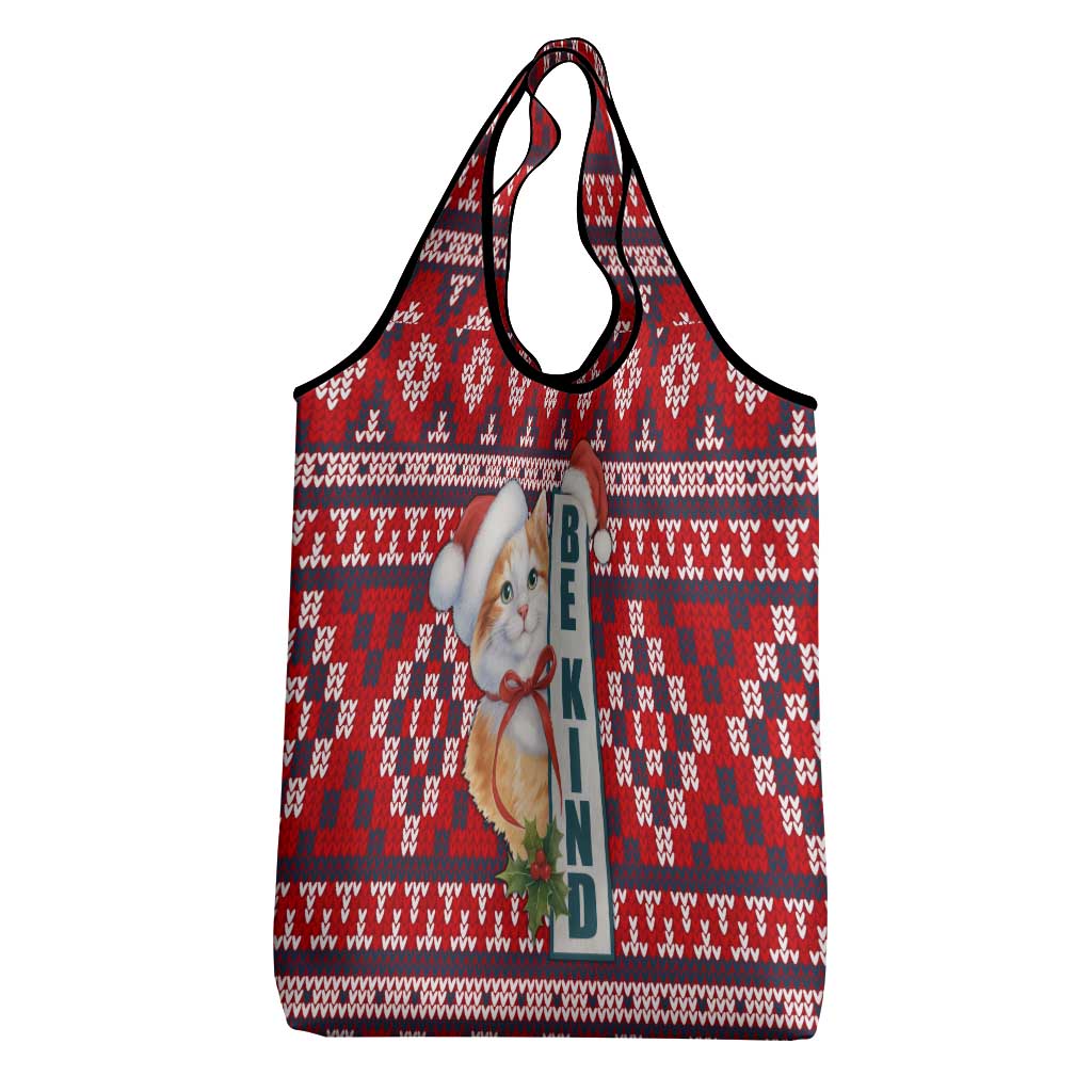 Cat Be Kind Christmas Grocery Bag Xmas Holiday Patterns - Wonder Print Shop