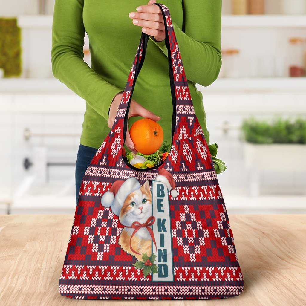 Cat Be Kind Christmas Grocery Bag Xmas Holiday Patterns - Wonder Print Shop