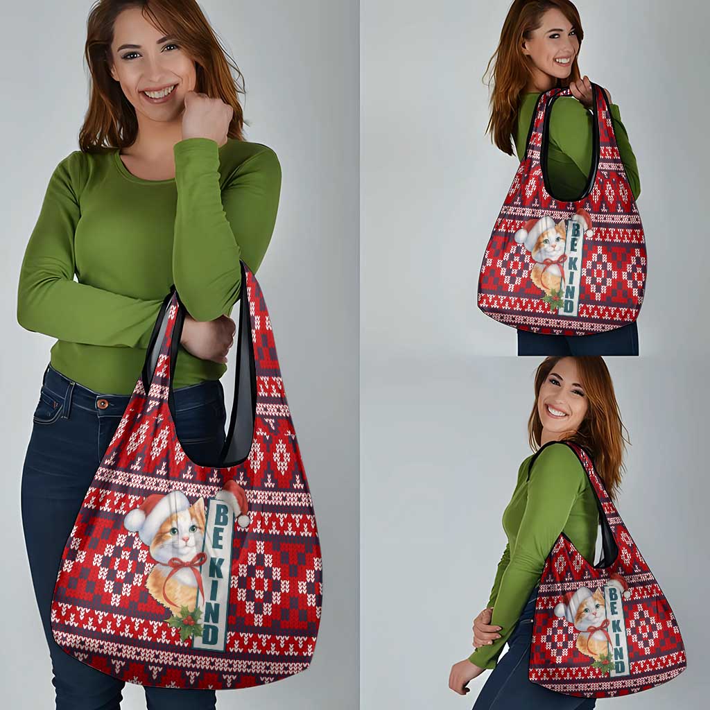 Cat Be Kind Christmas Grocery Bag Xmas Holiday Patterns - Wonder Print Shop