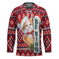 Cat Be Kind Christmas Hockey Jersey Xmas Holiday Patterns - Wonder Print Shop