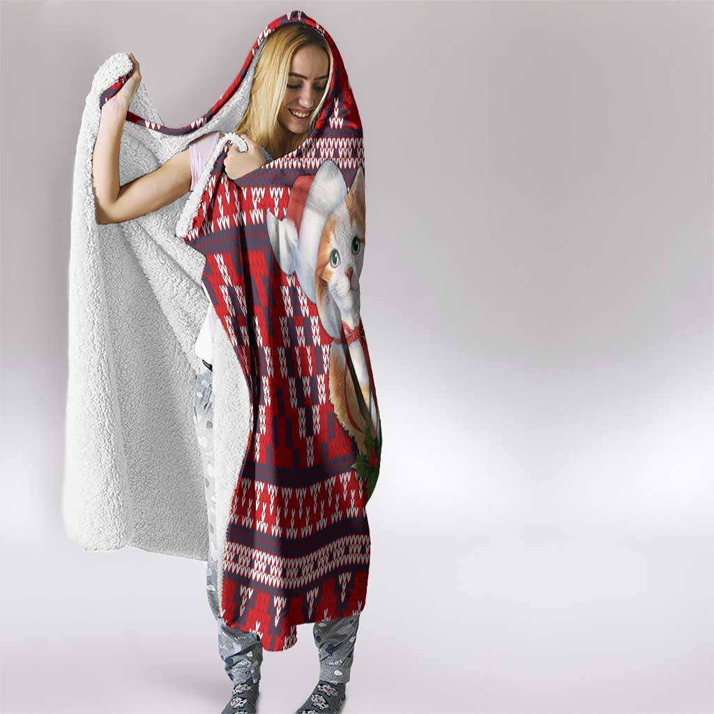 Cat Be Kind Christmas Hooded Blanket Xmas Holiday Patterns - Wonder Print Shop