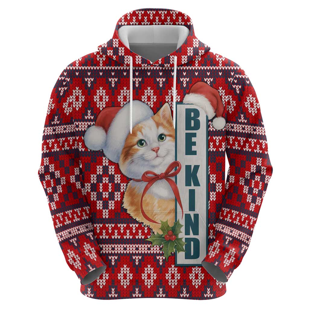 Cat Be Kind Christmas Hoodie Xmas Holiday Patterns - Wonder Print Shop