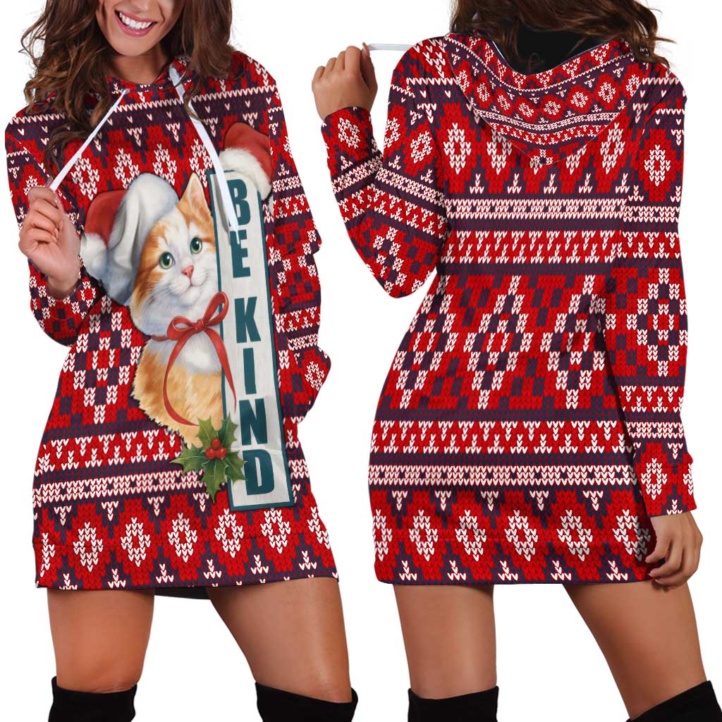 Cat Be Kind Christmas Hoodie Dress Xmas Holiday Patterns - Wonder Print Shop