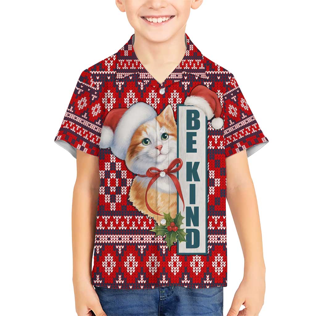 Cat Be Kind Christmas Kid Hawaiian Shirt Xmas Holiday Patterns - Wonder Print Shop