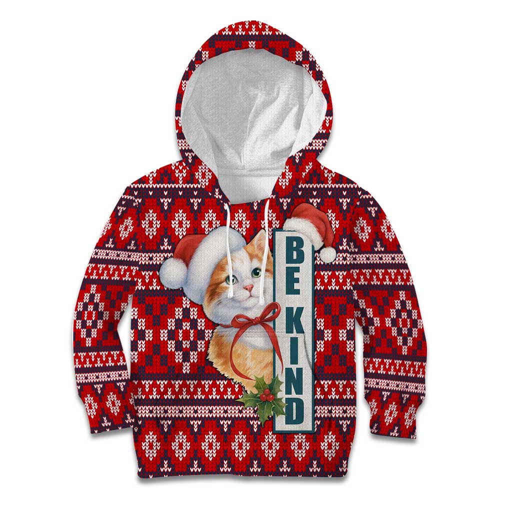 Cat Be Kind Christmas Kid Hoodie Xmas Holiday Patterns - Wonder Print Shop