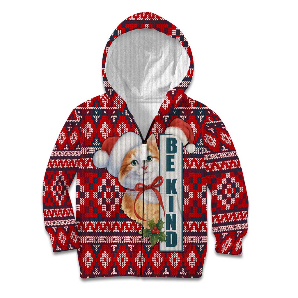Cat Be Kind Christmas Kid Hoodie Xmas Holiday Patterns - Wonder Print Shop