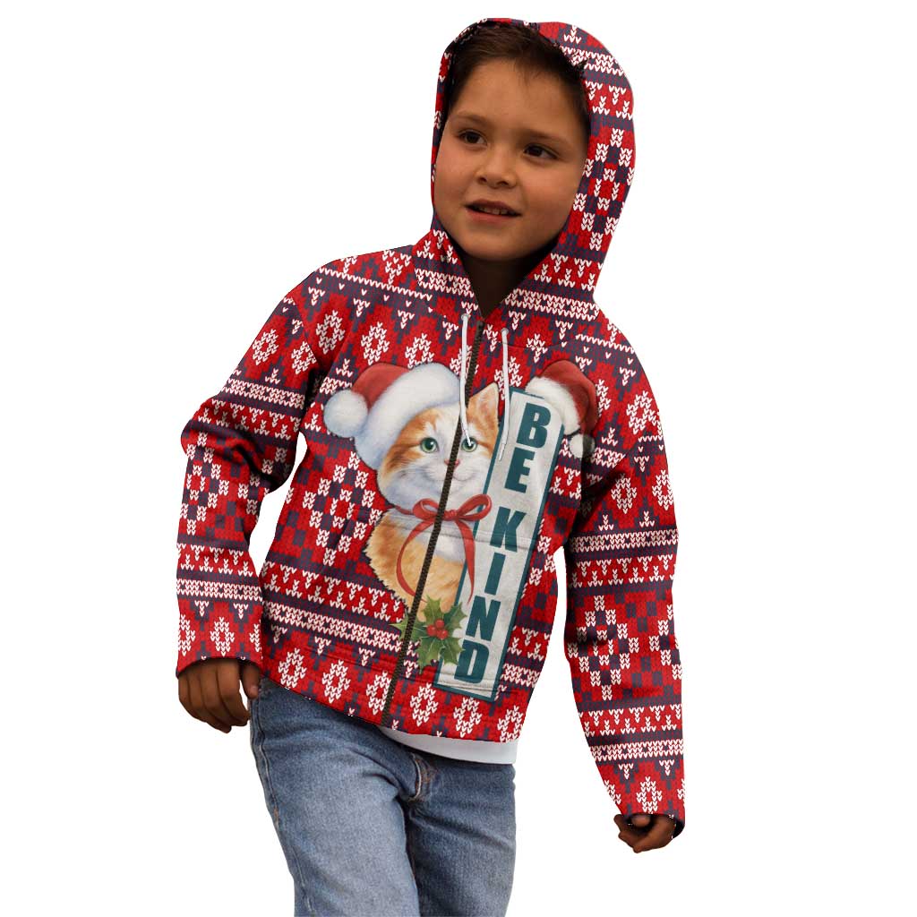 Cat Be Kind Christmas Kid Hoodie Xmas Holiday Patterns - Wonder Print Shop