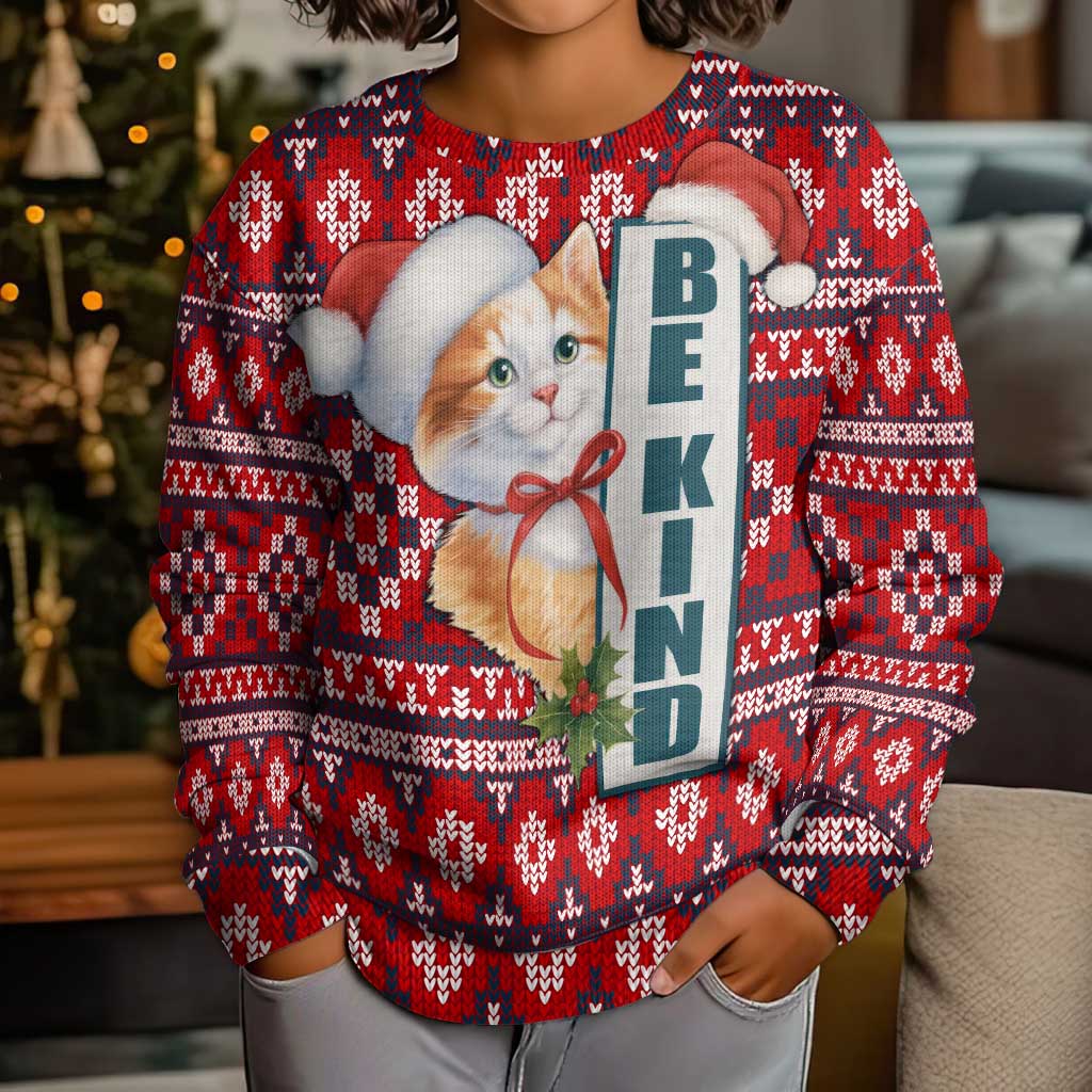 Cat Be Kind Christmas Kid Ugly Christmas Sweater Xmas Holiday Patterns - Wonder Print Shop