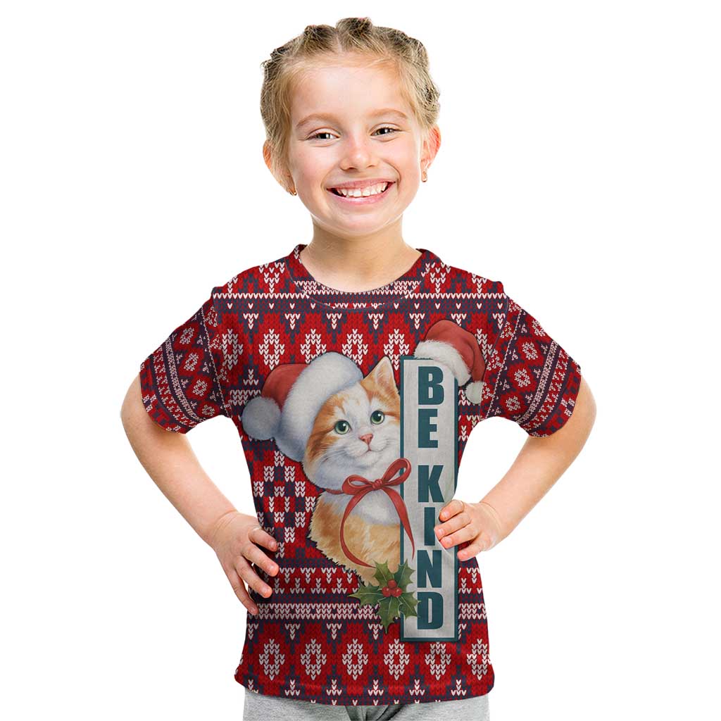 Cat Be Kind Christmas Kid T Shirt Xmas Holiday Patterns - Wonder Print Shop