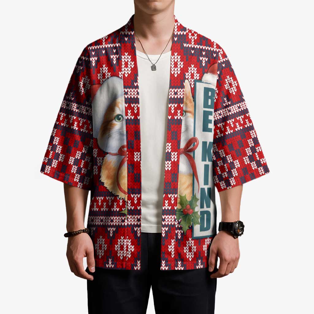 Cat Be Kind Christmas Kimono Xmas Holiday Patterns - Wonder Print Shop