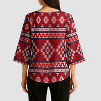 Cat Be Kind Christmas Kimono Sleeve Blouse Xmas Holiday Patterns - Wonder Print Shop