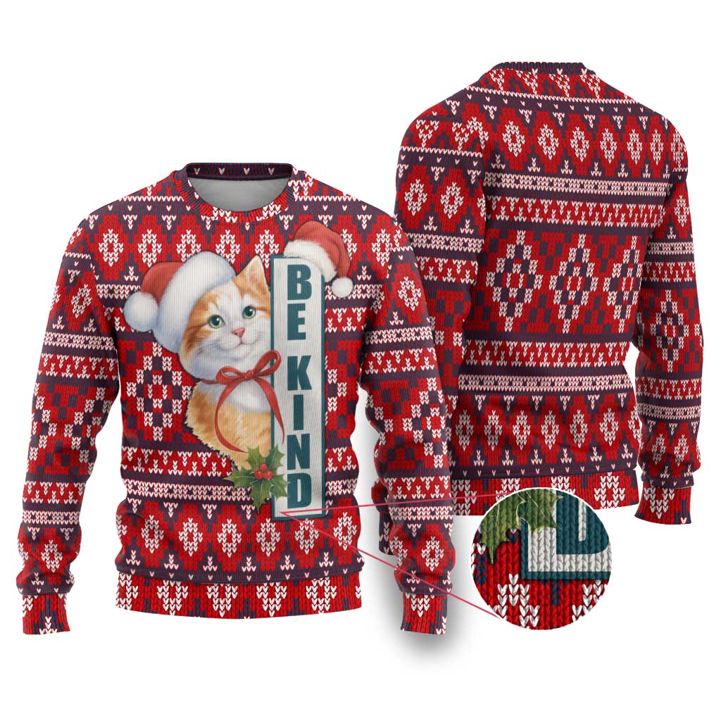 Cat Be Kind Christmas Ugly Christmas Sweater Xmas Holiday Patterns - Wonder Print Shop