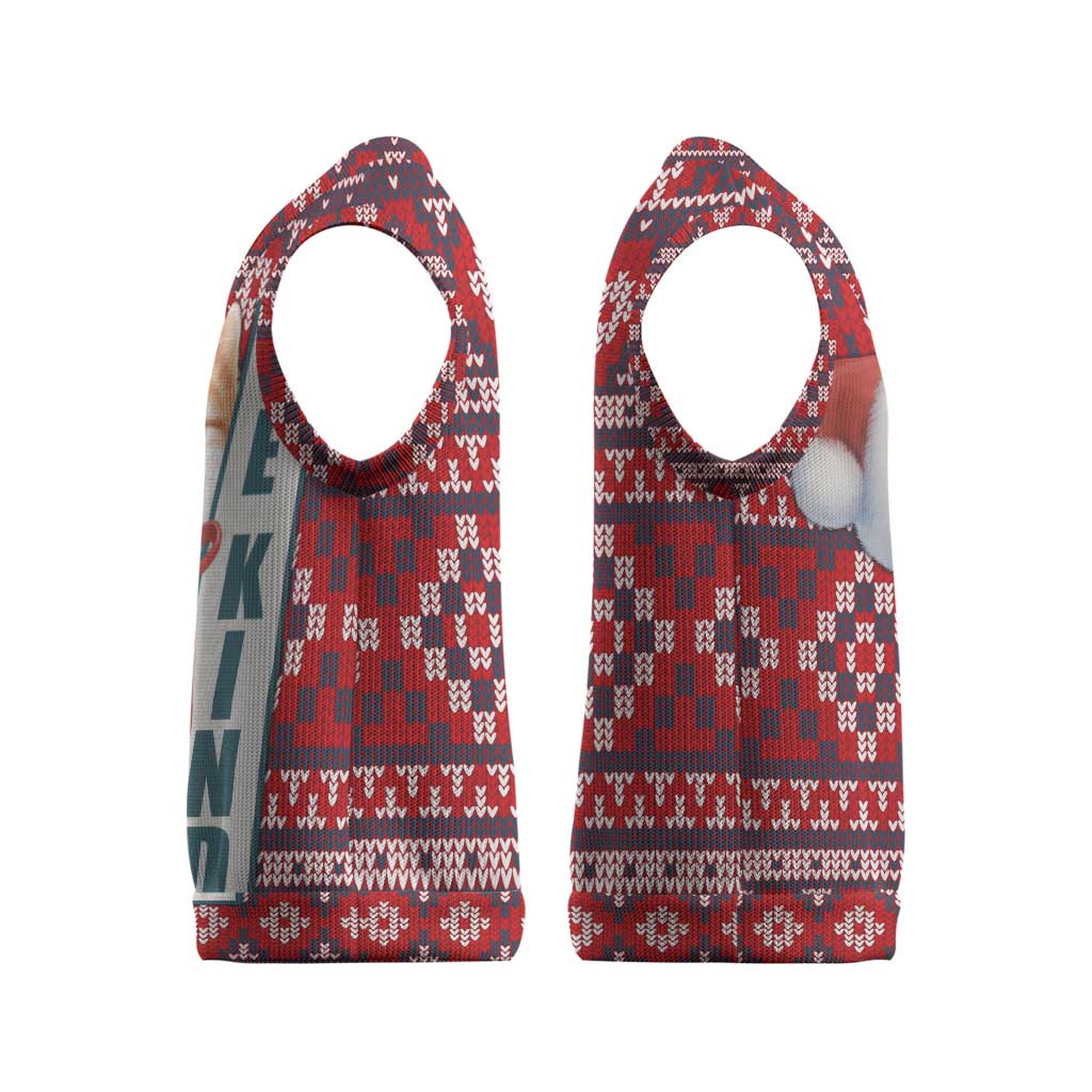 Cat Be Kind Christmas Knitted V-Neck Vest Xmas Holiday Patterns - Wonder Print Shop