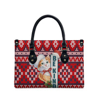 Cat Be Kind Christmas Leather Bag Xmas Holiday Patterns - Wonder Print Shop