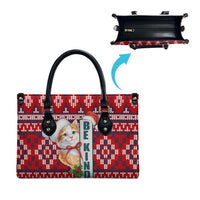 Cat Be Kind Christmas Leather Bag Xmas Holiday Patterns - Wonder Print Shop
