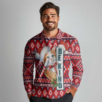 Cat Be Kind Christmas Long Sleeve Polo Shirt Xmas Holiday Patterns - Wonder Print Shop