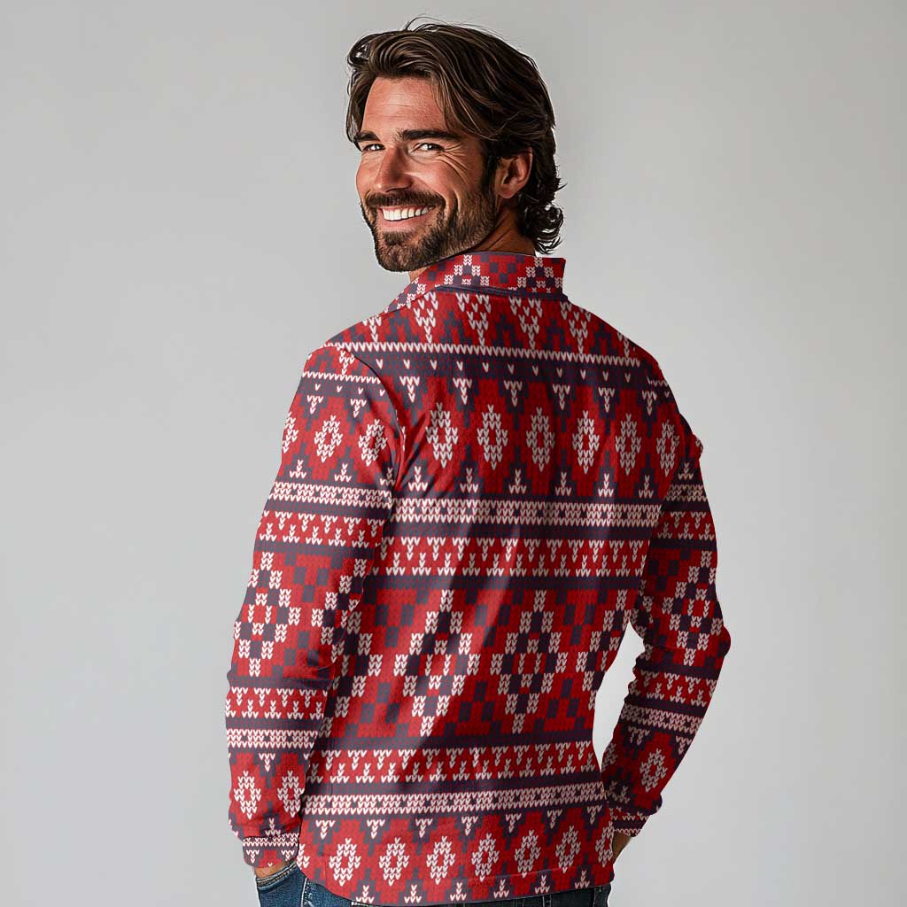 Cat Be Kind Christmas Long Sleeve Polo Shirt Xmas Holiday Patterns - Wonder Print Shop