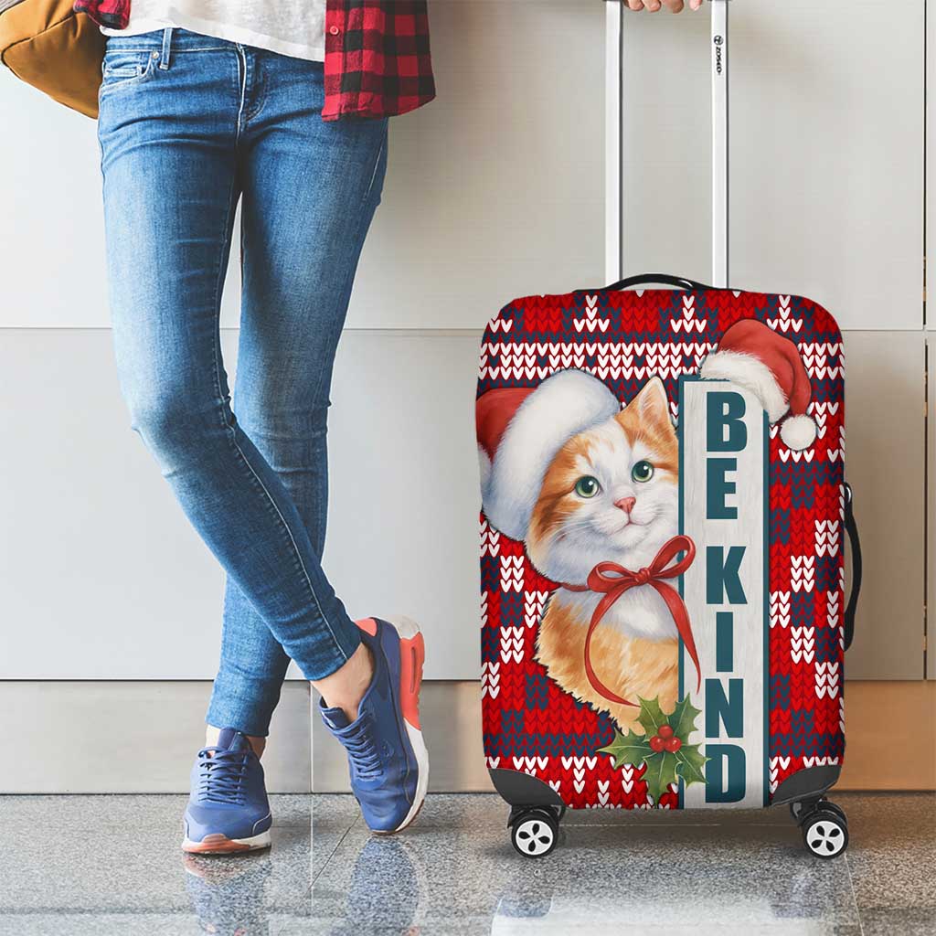 Cat Be Kind Christmas Luggage Cover Xmas Holiday Patterns - Wonder Print Shop