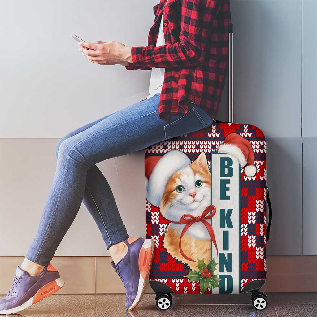 Cat Be Kind Christmas Luggage Cover Xmas Holiday Patterns - Wonder Print Shop