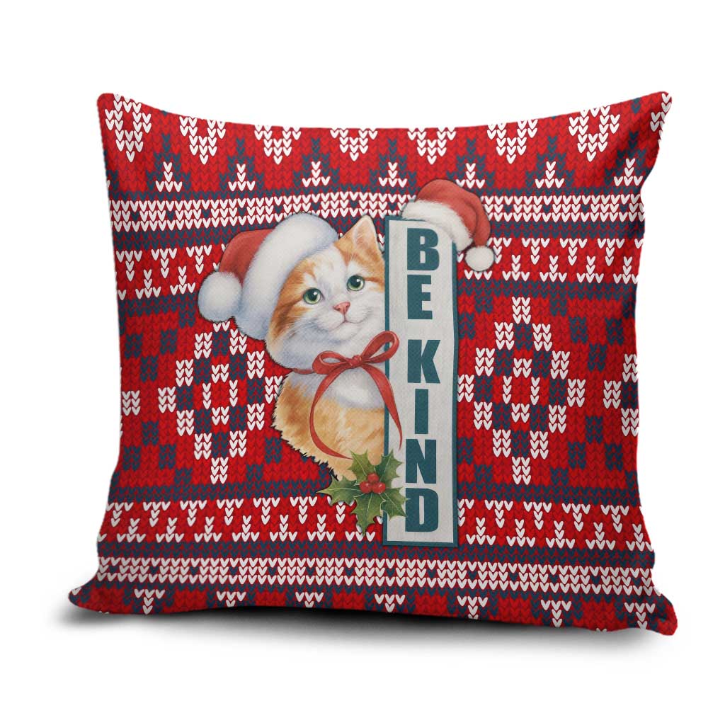 Cat Be Kind Christmas Pillow Cover Xmas Holiday Patterns - Wonder Print Shop