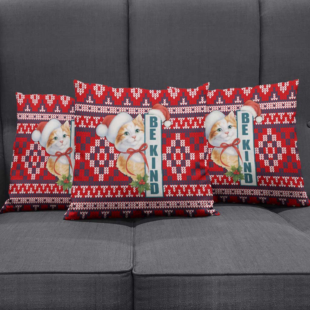 Cat Be Kind Christmas Pillow Cover Xmas Holiday Patterns - Wonder Print Shop