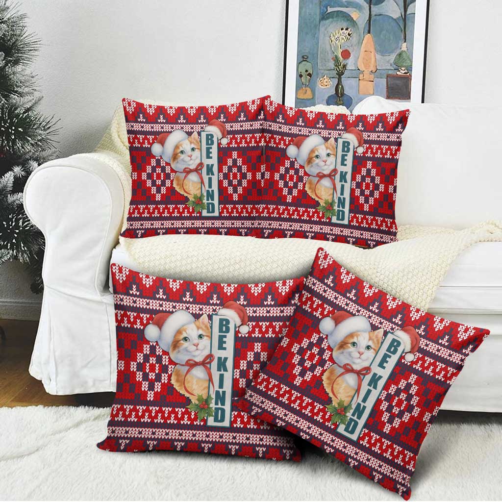 Cat Be Kind Christmas Pillow Cover Xmas Holiday Patterns - Wonder Print Shop