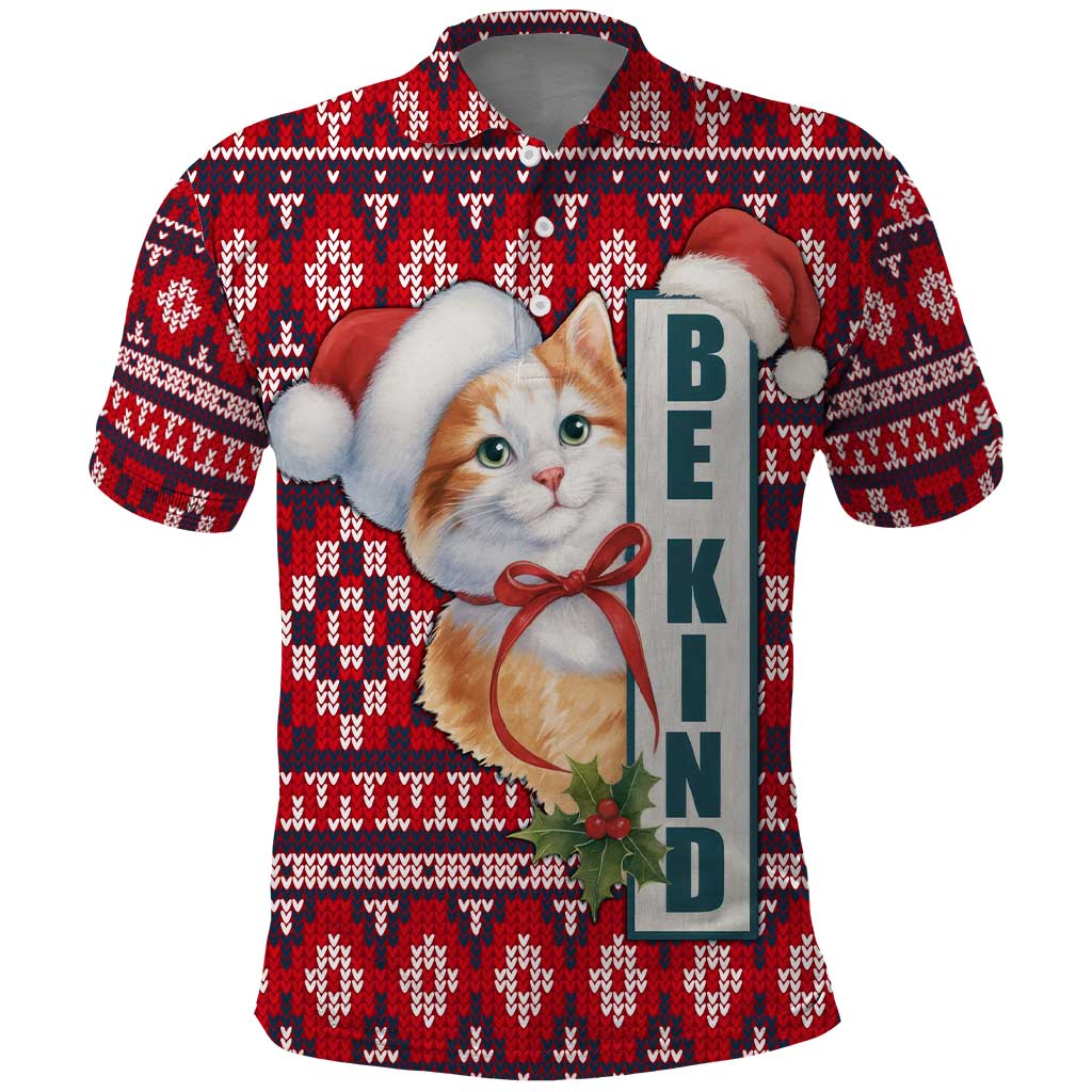 Cat Be Kind Christmas Polo Shirt Xmas Holiday Patterns - Wonder Print Shop