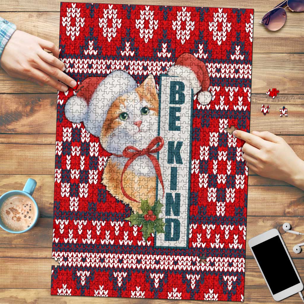 Cat Be Kind Christmas Puzzle Xmas Holiday Patterns - Wonder Print Shop