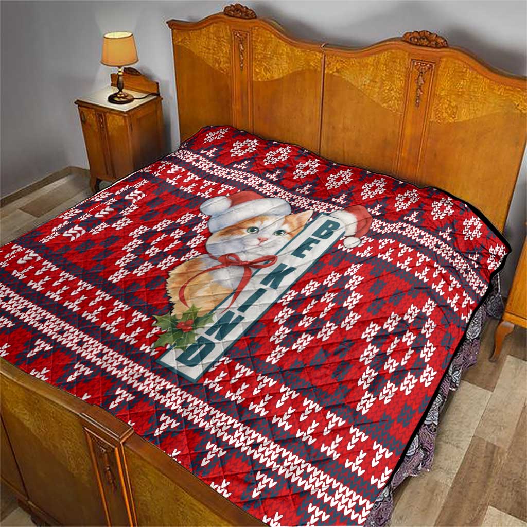 Cat Be Kind Christmas Quilt Xmas Holiday Patterns - Wonder Print Shop