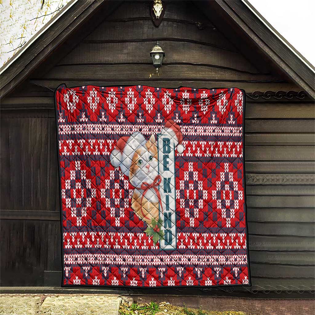 Cat Be Kind Christmas Quilt Xmas Holiday Patterns - Wonder Print Shop