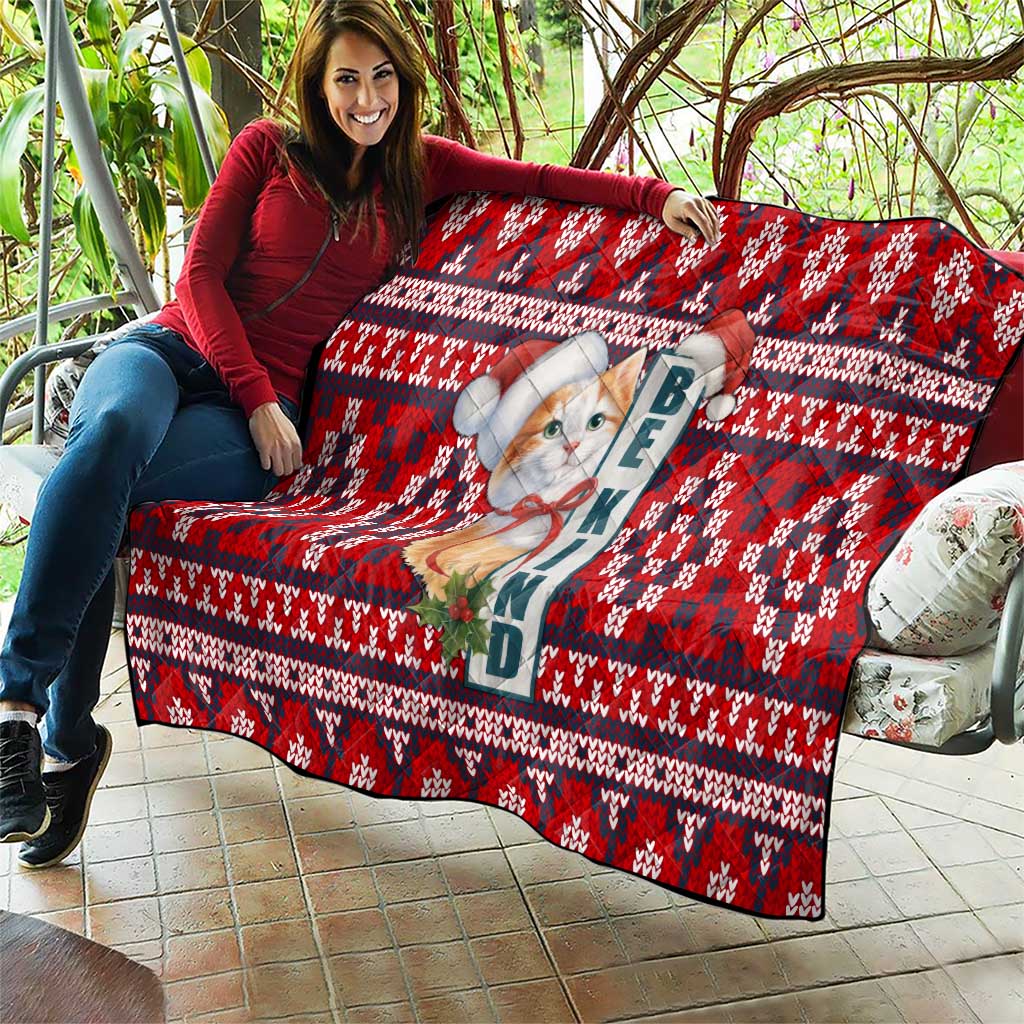 Cat Be Kind Christmas Quilt Xmas Holiday Patterns - Wonder Print Shop