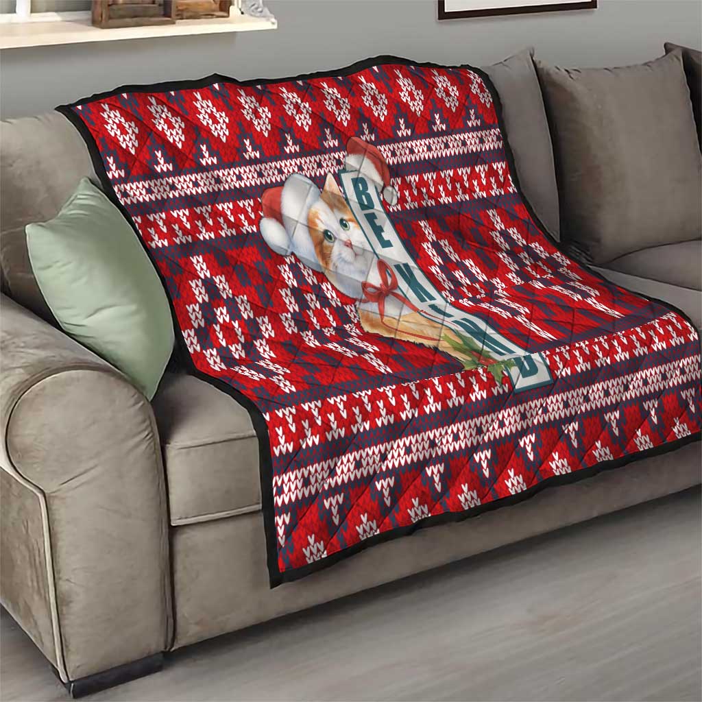 Cat Be Kind Christmas Quilt Xmas Holiday Patterns - Wonder Print Shop